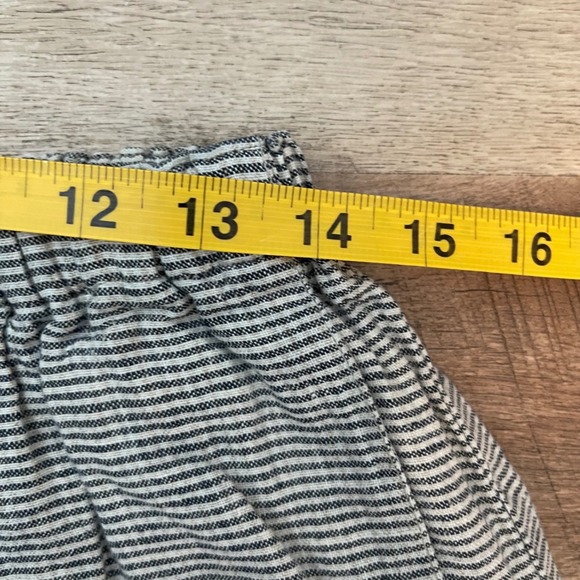 FLAX Linen Wide Leg Pants Womens Medium Black White Striped Coastal Lagenlook - Picture 6 of 8